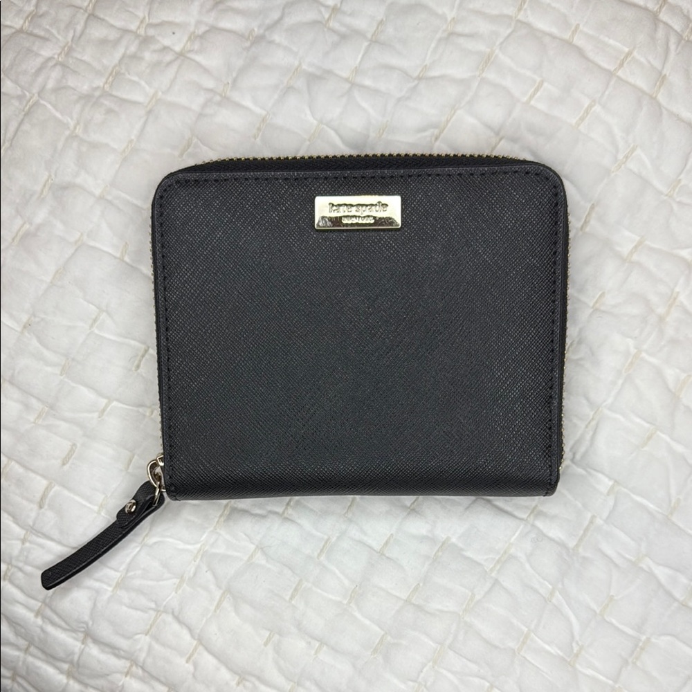 Kate Spade Black Textured Zip Wallet